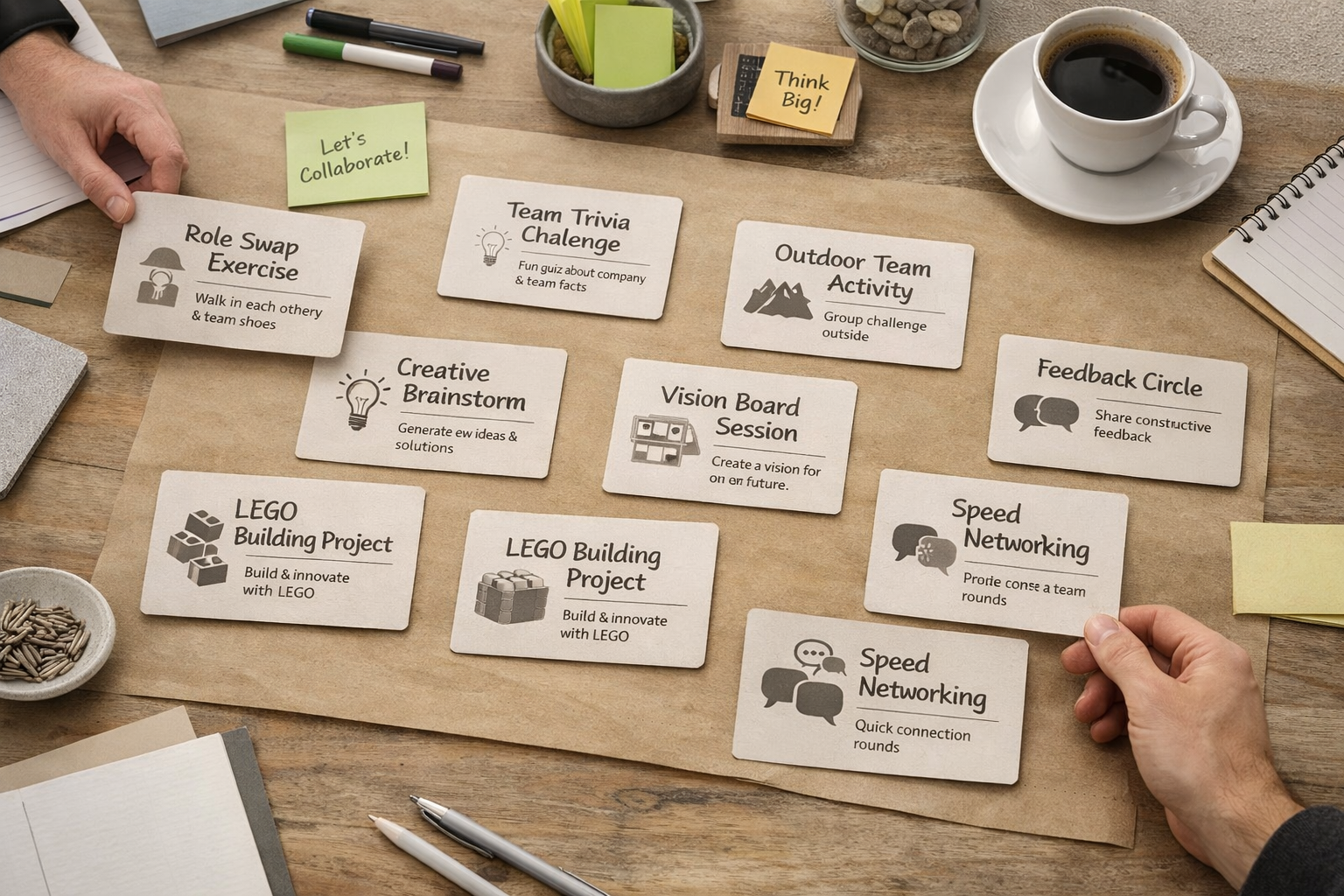 Ekip etkileşimi için kart bazlı kurumsal aktivite örneği