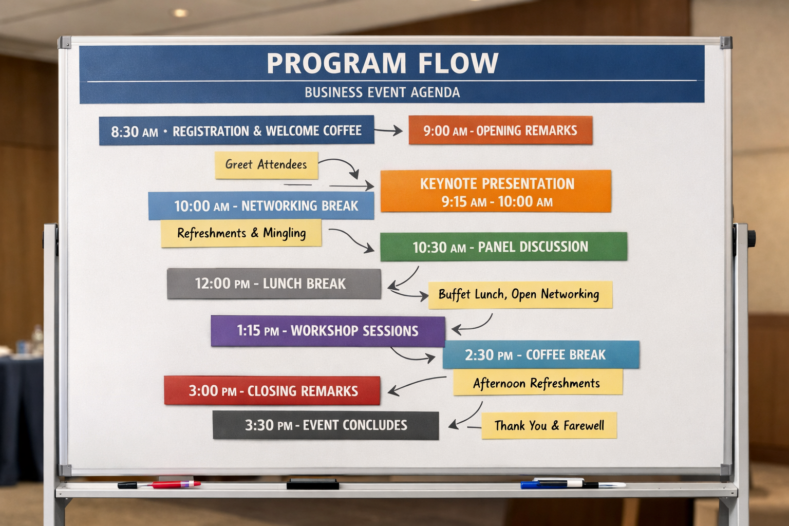 Kurumsal etkinlikte zaman akışının blok diyagramı