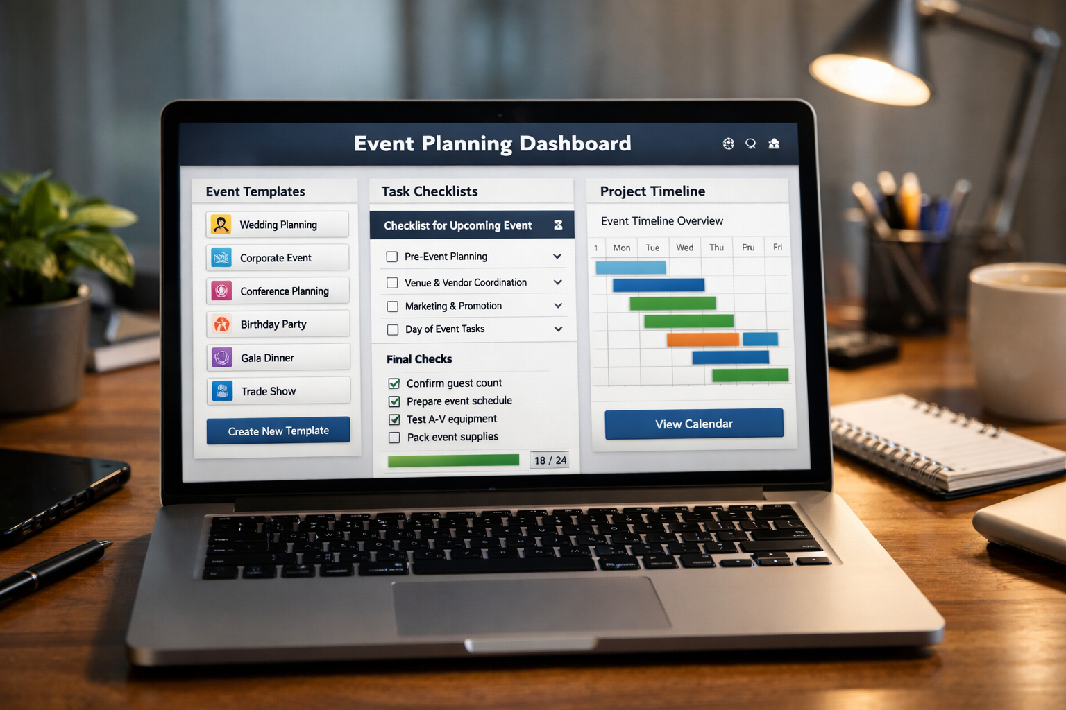 Etkinlik planlama şablonlarını gösteren operasyon ekranı